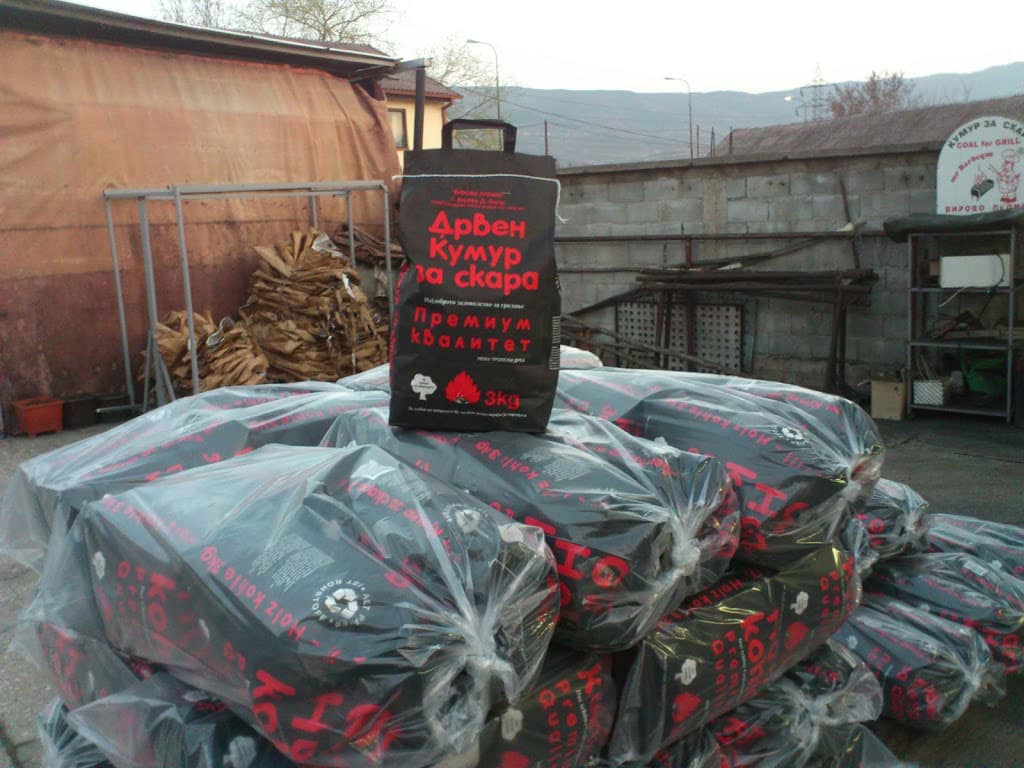 Premium 3kg charcoal bags on a pallet