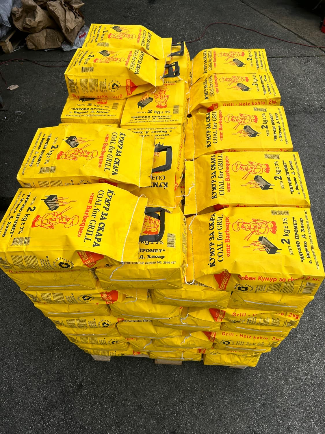 Pallet of 'Coal for Grill' retail bags