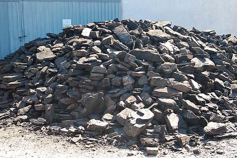 Freshly produced lump charcoal