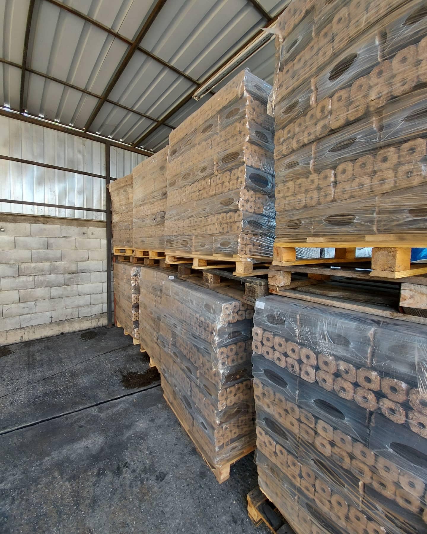 Briquettes kept in storage