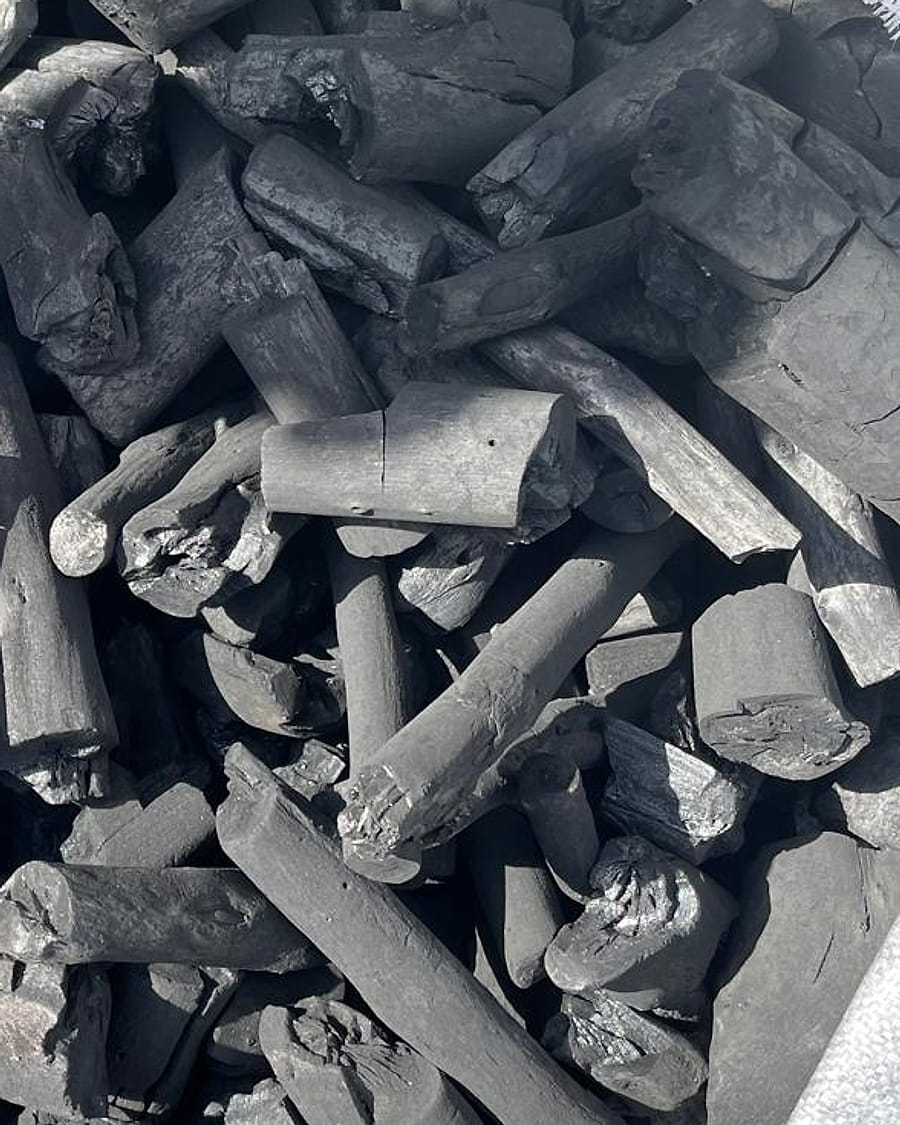 Halaban charcoal lumps close up