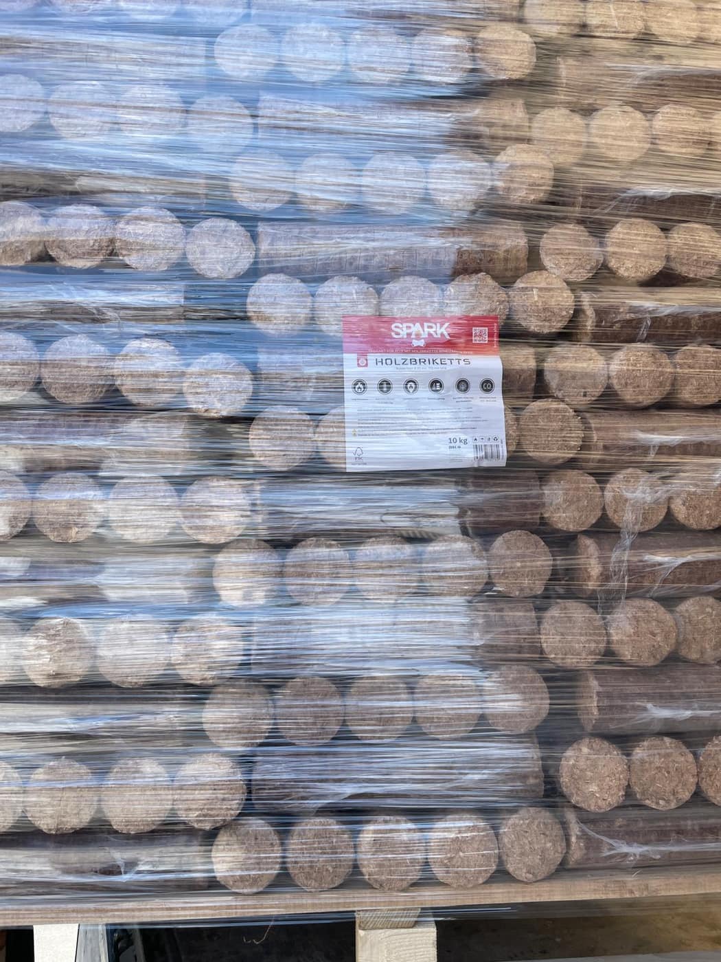Pallet of pressed briquettes